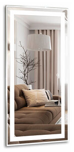 Изображение товара Зеркало Azario Лира 60 x 120 см с LED подсветкой, диммер, сенсорный выключатель, белое