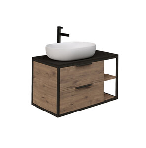 Изображение товара Тумба под раковину Grossman Лофт 90, подвесная, веллингтон/металл черный, 109001