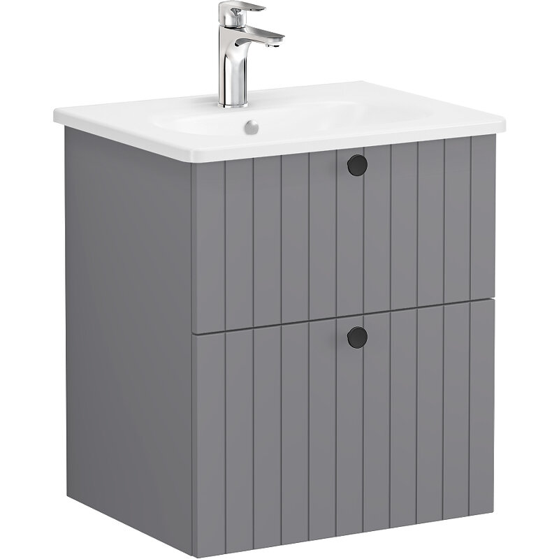 Изображение товара Тумба с раковиной Vitra Root Groove 60 см, подвесная, серый матовый
