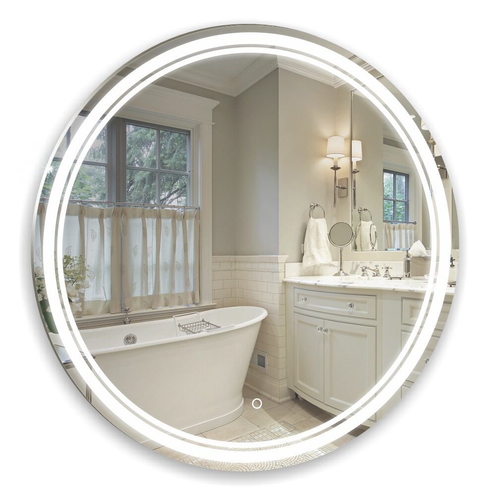 Изображение товара Зеркало Azario Lima D77 см, с LED подсветкой, диммер, сенсорный выключатель, белый, LED-00002526 Изображение товара Зеркало Azario Lima D77 см, с LED подсветкой, диммер, сенсорный выключатель, белый, LED-00002526