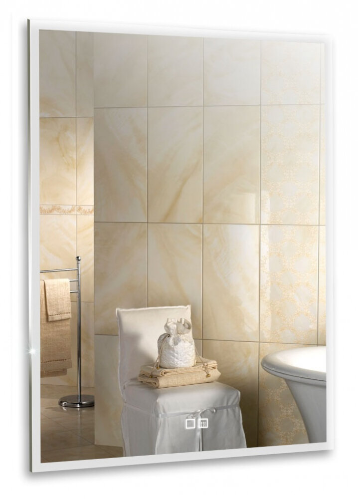 Изображение товара Зеркало Azario Сантана 60 x 80 см, с LED подсветкой, диммер, сенсорный выключатель, белый, ФР-00002163