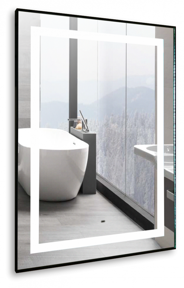 Изображение товара Зеркало Azario Саурон 60 x 80 см, с LED подсветкой, диммер, сенсорный выключатель, черный, LED-00002510