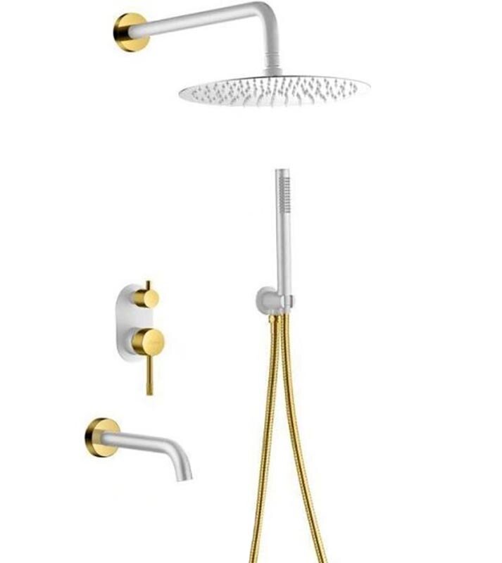 Изображение товара Душевая система Boheme Uno с верхним и ручным душем белый золото 464-2-WG Изображение товара Душевая система Boheme Uno с верхним и ручным душем белый золото 464-2-WG