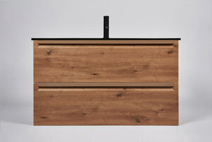 Изображение товара Тумба с раковиной Inda Piccadilly, подвесная, 80 см, цвет Rovere Castagno, INDA Piccadilly 80RC Negro