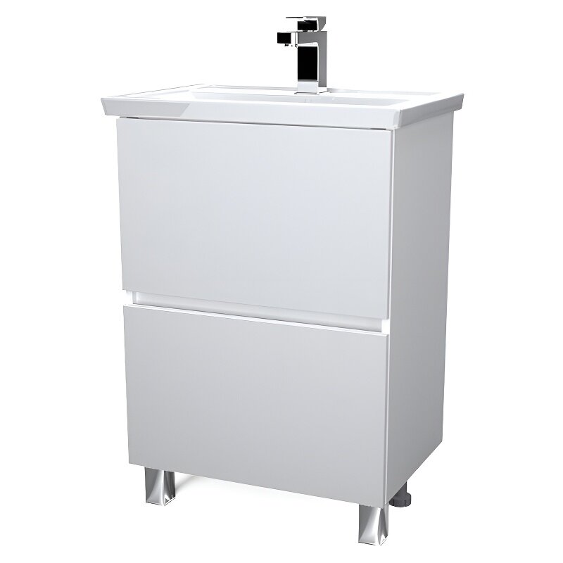 Изображение товара Тумба под раковину 1Marka New Aris 60 см напольная белая с 2 ящиками