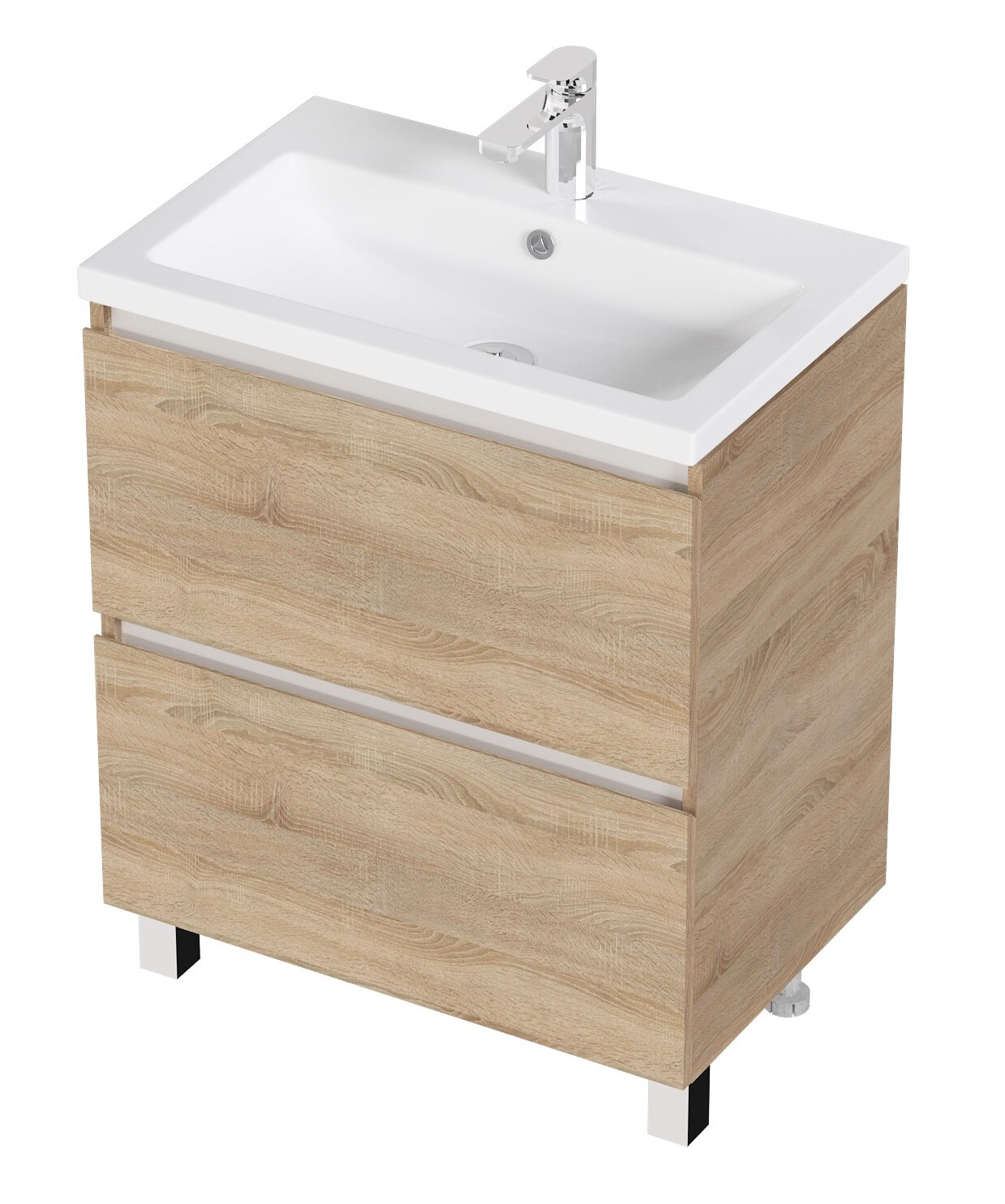 Изображение товара Тумба под раковину 1Marka New Aris 60Н см напольная с 2 ящиками дуб сонома