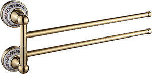Изображение товара Держатель для полотенец Savol 68b, поворотный, двойной, цвет золото, S-06802B