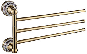 Изображение товара Держатель для полотенец Savol 68b, тройной, поворотный, золото, латунь, Россия