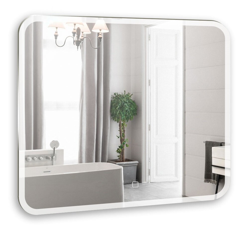 Изображение товара Зеркало Azario Стив-6 80 х 68 см, с LED подсветкой, диммер, сенсорный выключатель, подогрев, часы, bluetooth, белый, ФР-00001651
