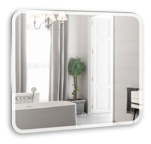 Изображение товара Зеркало Azario Стив-6 80 х 68 см, с LED подсветкой, диммер, сенсорный выключатель, подогрев, часы, bluetooth, белый, ФР-00001651