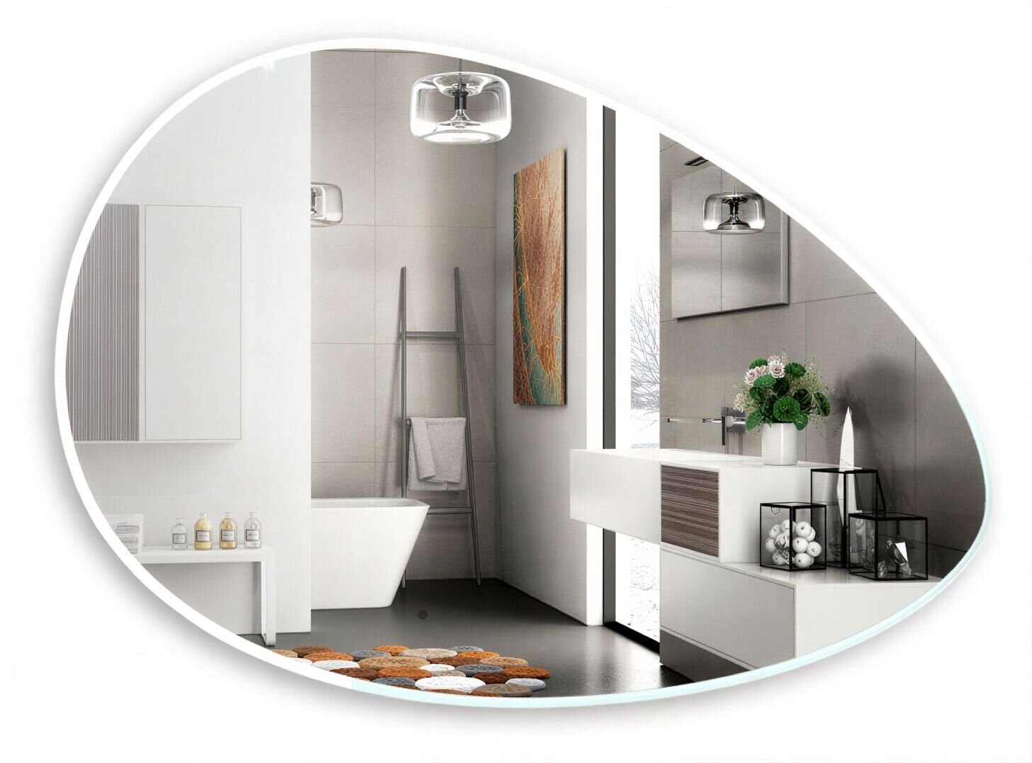 Изображение товара Зеркало Azario Omega 120 x 80 см с LED подсветкой, белое, подвесное