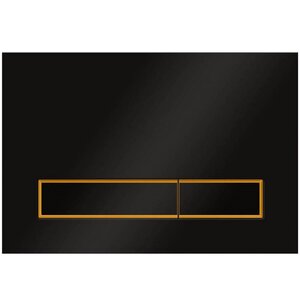 Изображение товара Клавиша смыва Veconi Square VFSD003BLG Design, кнопки прямоугольные, черный матовый, кайма матовое золото