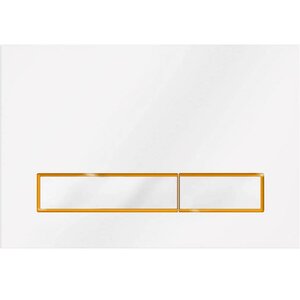 Изображение товара Клавиша смыва Veconi Square VFSD003WHG Design, кнопки прямоугольные, белый глянцевый, кайма матовое золото