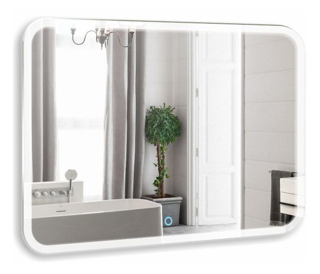 Изображение товара Зеркало Azario Стив-3 100 x 80 см, с LED подсветкой, диммер, сенсорный выключатель, подогрев, часы, белый, ФР-00001650