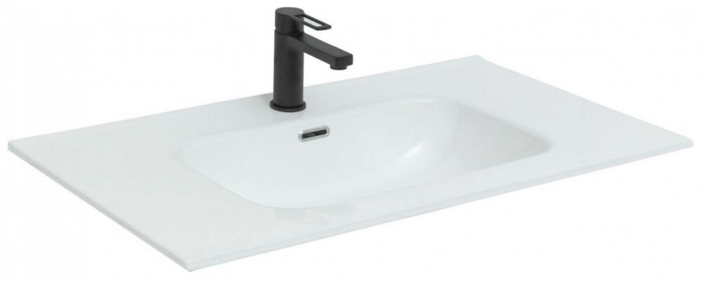 Изображение товара Раковина Aquanet Flat 80 см белая полувстраиваемая из искусственного камня