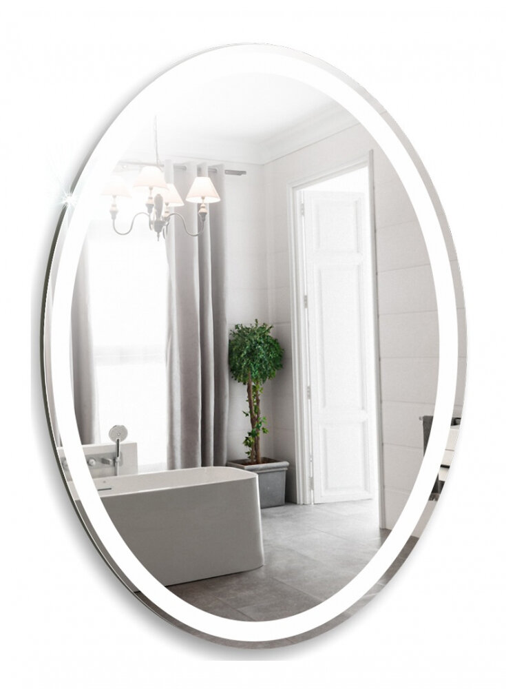 Изображение товара Зеркало Azario Италия 57 x 77 см, с LED подсветкой, диммер, сенсорный выключатель, подогрев, белый, ФР-00001055