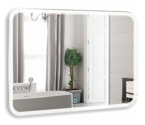 Изображение товара Зеркало Azario Стив New 100 x 80 см, с LED подсветкой, диммер, сенсорный выключатель, подогрев, часы, bluetooth, белый, LED-00002376