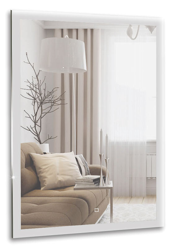 Изображение товара Зеркало Azario Гуверт 80 x 100 см, с LED подсветкой, диммер, сенсорный выключатель, белый, LED-00002354
