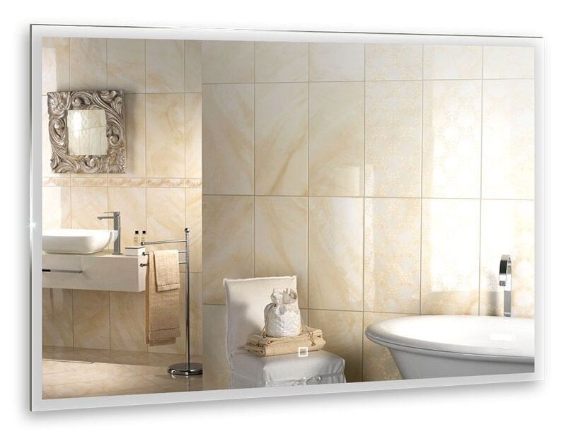 Изображение товара Зеркало Azario Сантана-4 100 x 80 см, с LED подсветкой, диммер, сенсорный выключатель, часы, белый, LED-00002295
