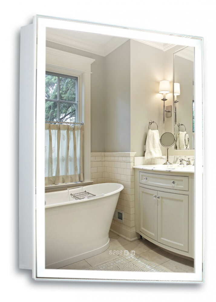 Изображение товара Зеркальный шкаф Azario Киото 60 x 75 см, часы, белый, LED-00002358