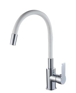 Изображение товара Смеситель Rush Siple SI7335-60White для кухонной мойки, с гибким изливом, хром/белый матовый