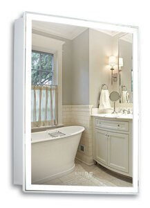 Изображение товара Зеркальный шкаф Azario Киото 53.5 x 75 см, розетка, часы, белый, LED-00002356