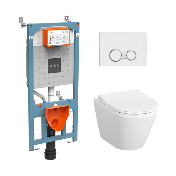 Изображение товара Инсталляция Vitra с унитазом Integra Round подвесная безободковая с микролифтом и функцией биде