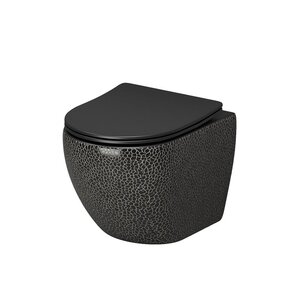 Изображение товара Подвесной унитаз Grossman безободковый, крышка микролифт, тонкая, черный глянец с текстурой кожи крокодила, GR-4455BBLS