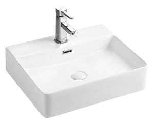 Изображение товара Раковина Azario 51.5 см накладная, с переливом, 1 отверстие, белый, AZ-2173-SSP