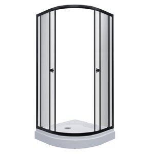 Изображение товара Душевой уголок Triton Альфа, 90 х 90 см, четверть круга, стекла прозрачные, низкий поддон ПД2, сифон, профиль черный, Щ0000054223