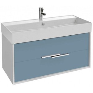 Изображение товара Тумба под раковину Jacob Delafon Vivienne 100 см, корпус белый глянцевый, фасад аквамарин матовый, без ручек, EB1585-N18-M43