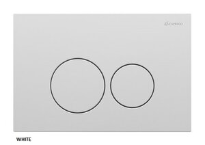 Изображение товара Клавиша смыва Caprigo DEW ABS белая круглые кнопки двухрежимный слива 24.4x16.2 см