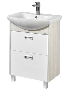 Изображение товара Тумба с раковиной Aquaton Бекка PRO 60 см напольная, белый, дуб сомерсет, 1A1966K1BAC20