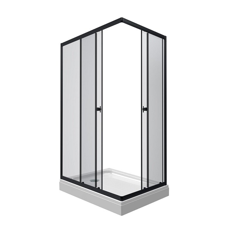 Изображение товара Душевой уголок Triton Вента Блэк New Щ0000079218,120 х 80 см, прямоугольный, стекла прозрачные, поддон 17 см ПД26, сифон, профиль черный