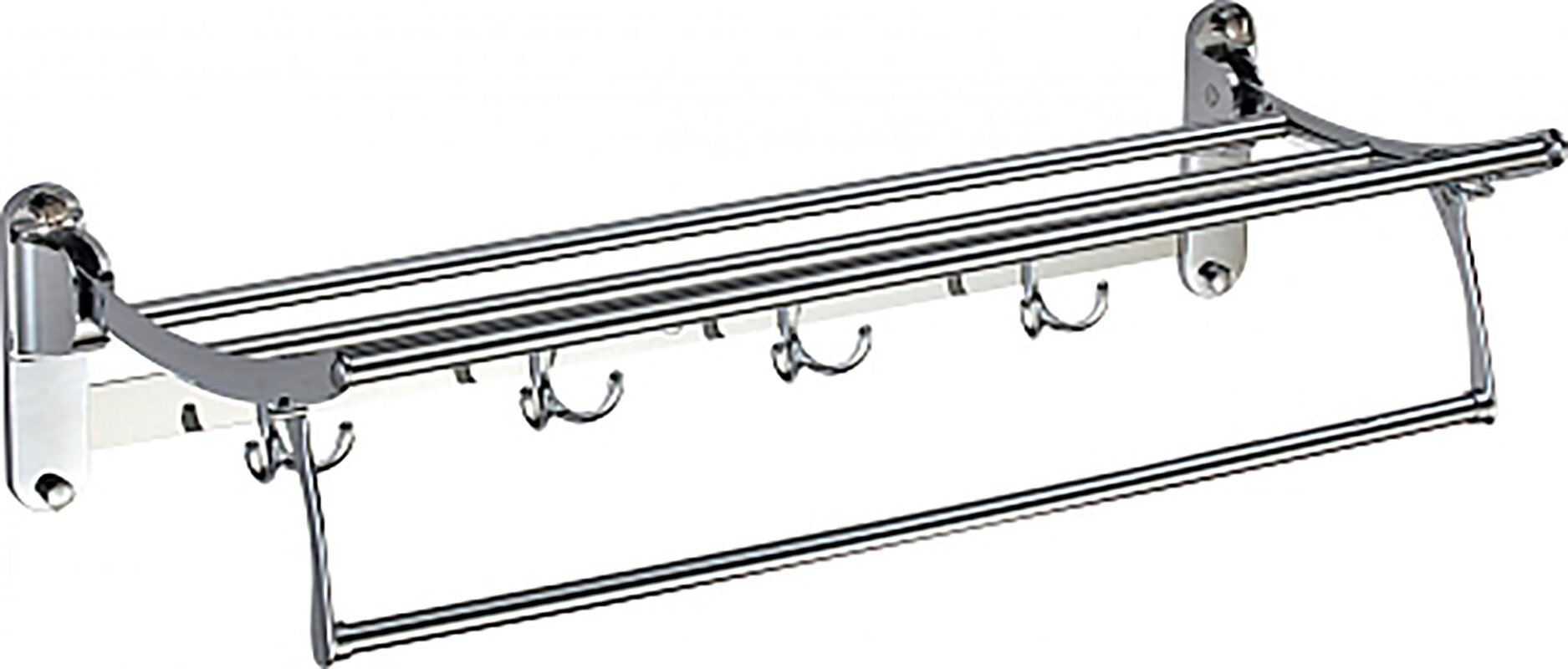 Изображение товара Полка для полотенец Savol, 60 см, 4 крючка, цвет хром, S-009099