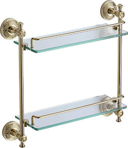 Изображение товара Стеклянная двойная настенная полка Savol 58b золото 40 см