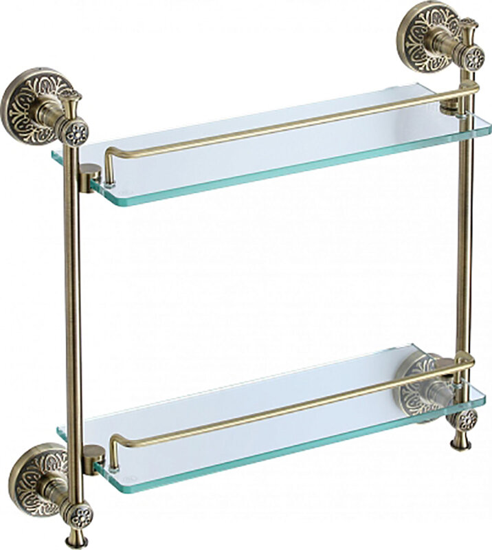 Изображение товара Полка Savol S-005822C двойная настенная 43x44.5x12 см бронза