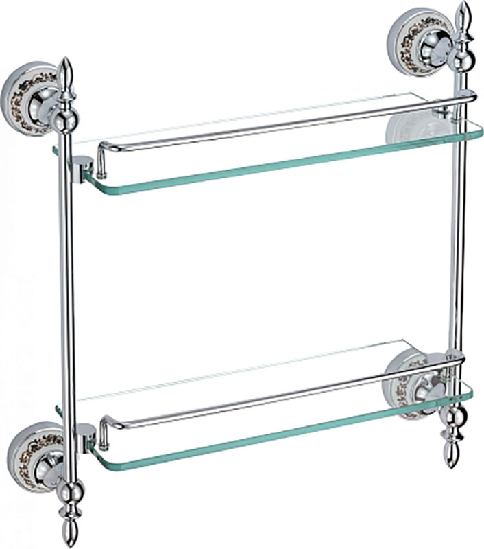 Изображение товара Savol 68a полка стеклянная настенная двойная хромовая 45x45x12.4 см