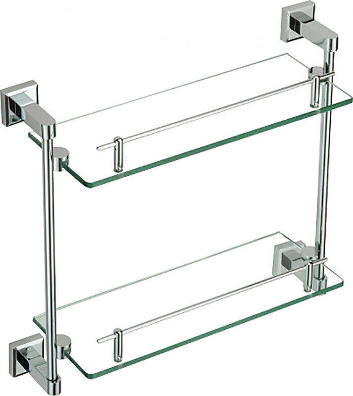 Изображение товара Стеклянная двойная полка Savol 95 хром настенная 49.8x39 см