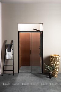 Изображение товара Душевая дверь в нишу Aquanet Pleasure 160x200 см раздвижная стекло черный матовый профиль