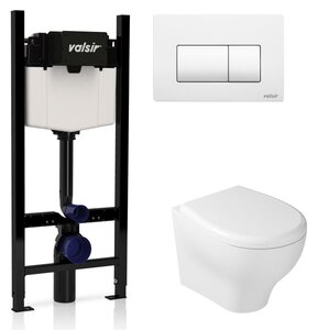 Изображение товара Инсталляция Valsir с безободковым унитазом Galassia Eden 7212, сиденье в комплекте, клавиша белый матовый