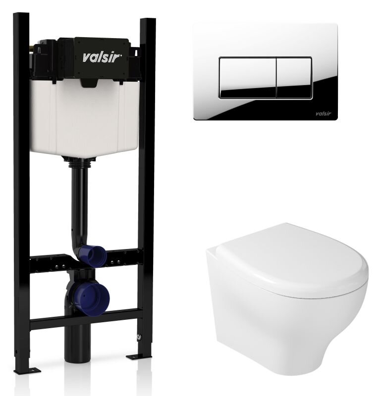 Изображение товара Инсталляция Valsir с безободковым унитазом Eden 7212, сиденье и клавиша хром