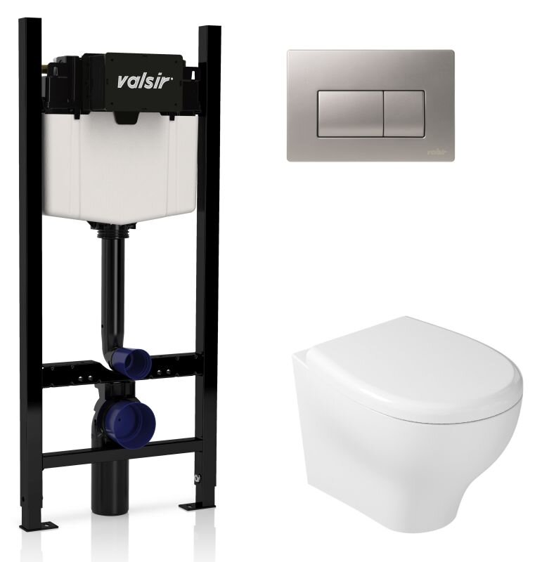 Изображение товара Инсталляция Valsir с безободковым унитазом Galassia Eden 7212 и сиденьем хром матовый