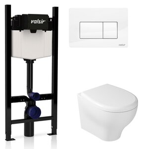 Изображение товара Инсталляция Valsir с безободковым унитазом Galassia Eden 7212, сиденье в комплекте, клавиша белый глянцевый