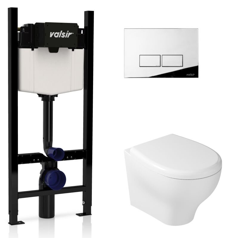 Изображение товара Инсталляция Valsir с безободковым унитазом Galassia Eden 7212, сиденье и клавиша P3 хром