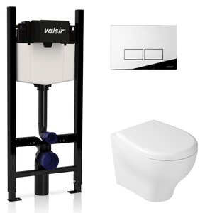 Изображение товара Инсталляция Valsir с безободковым унитазом Galassia Eden 7212, сиденье в комплекте, клавиша P3 хром