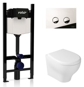 Изображение товара Инсталляция Valsir с безободковым унитазом Galassia Eden 7212, сиденье в комплекте, клавиша P4 хром