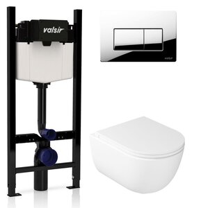 Изображение товара Инсталляция Valsir с безободковым унитазом Galassia Dream 7334, сиденье 7329 в комплекте, клавиша хром