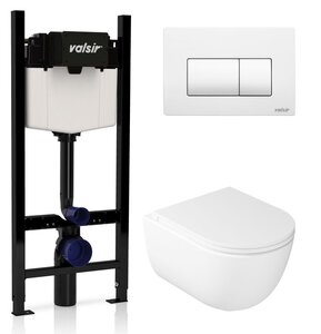 Изображение товара Инсталляция Valsir с безободковым унитазом Galassia Dream 7334, сиденье 7330 в комплекте, клавиша белый матовый
