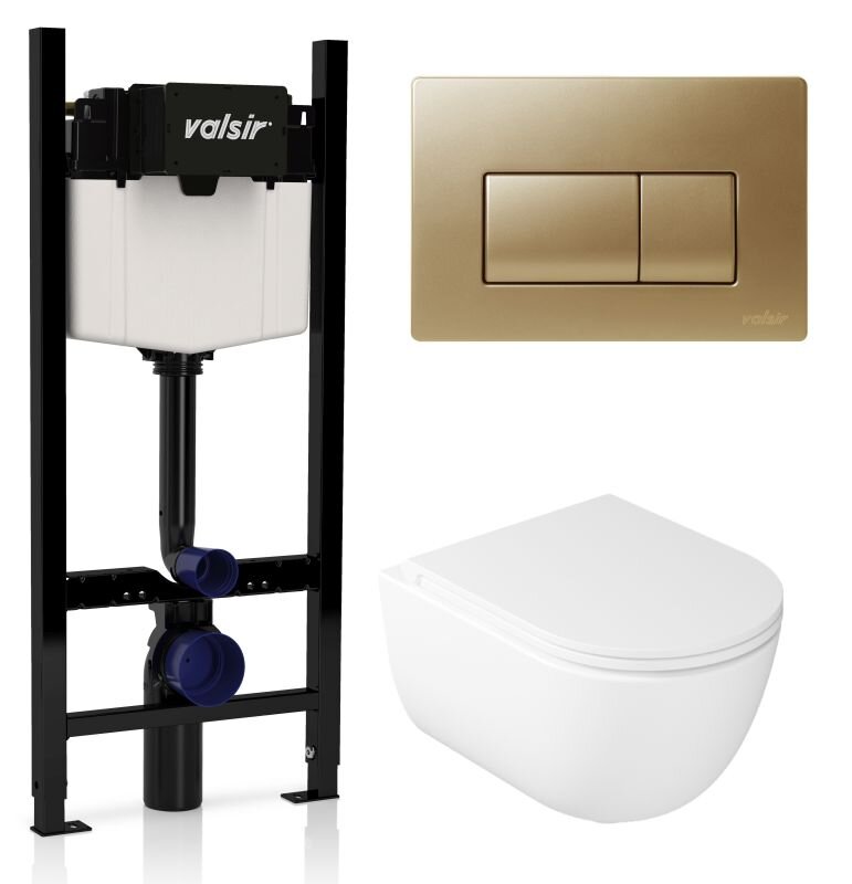 Изображение товара Инсталляция с безободковым унитазом Galassia Dream 7334 и сиденьем 7330, золото матовое